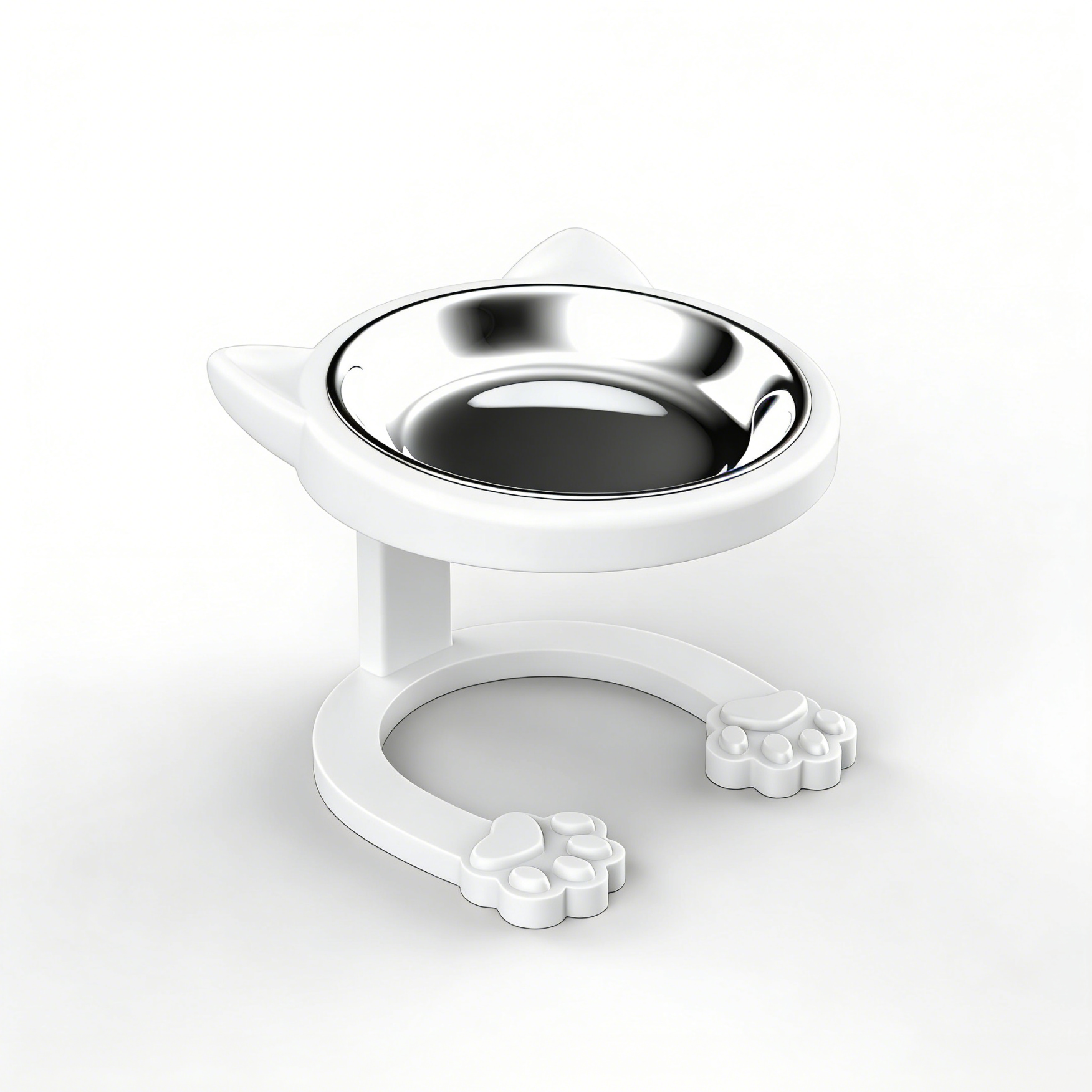 Cute Cat Ear Elevated Cat Bowl | Raised Stainless Steel Pet Feeder