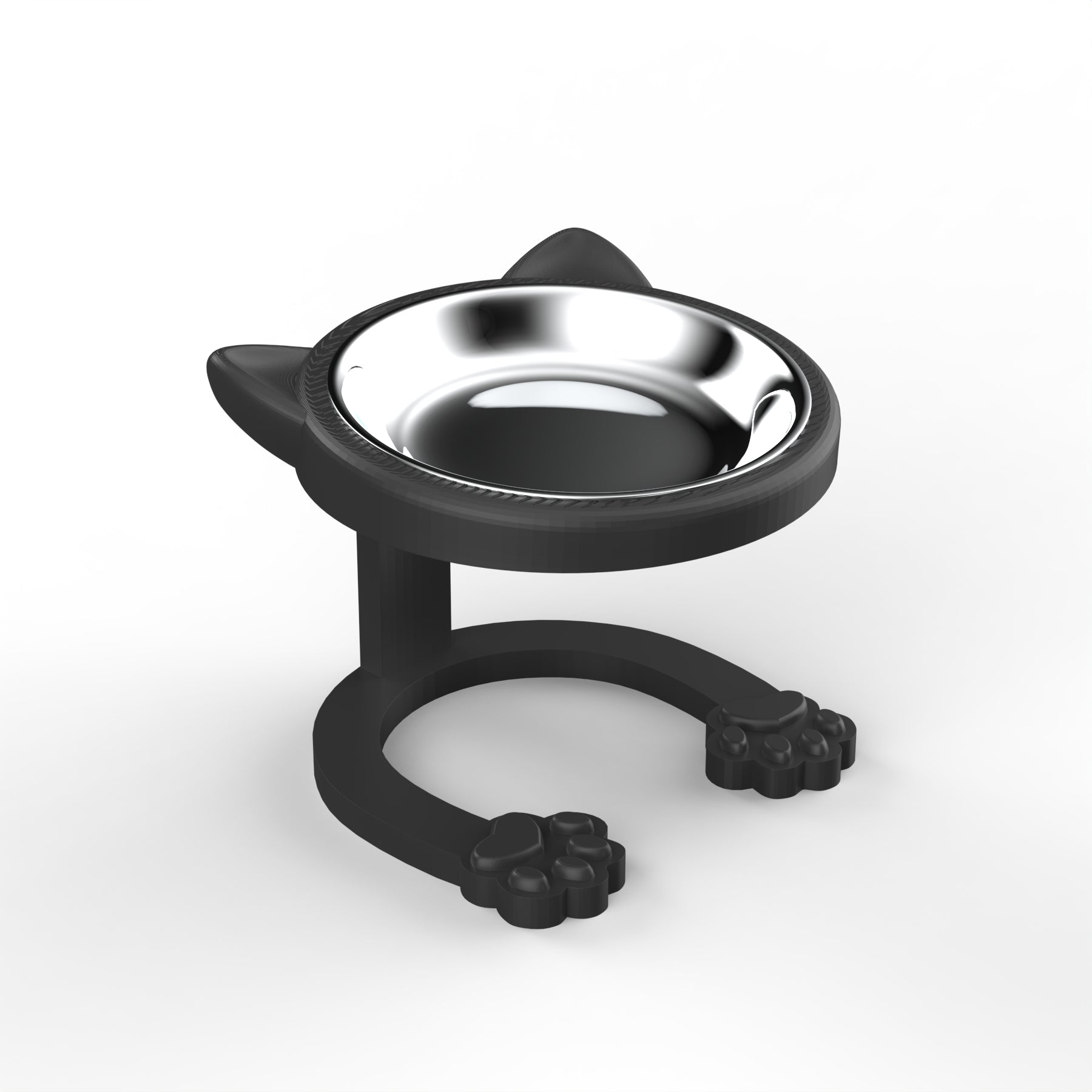 Cute Cat Ear Elevated Cat Bowl | Raised Stainless Steel Pet Feeder