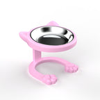Cute Cat Ear Elevated Cat Bowl | Raised Stainless Steel Pet Feeder