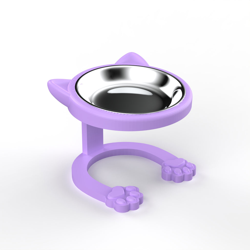 Cute Cat Ear Elevated Cat Bowl | Raised Stainless Steel Pet Feeder