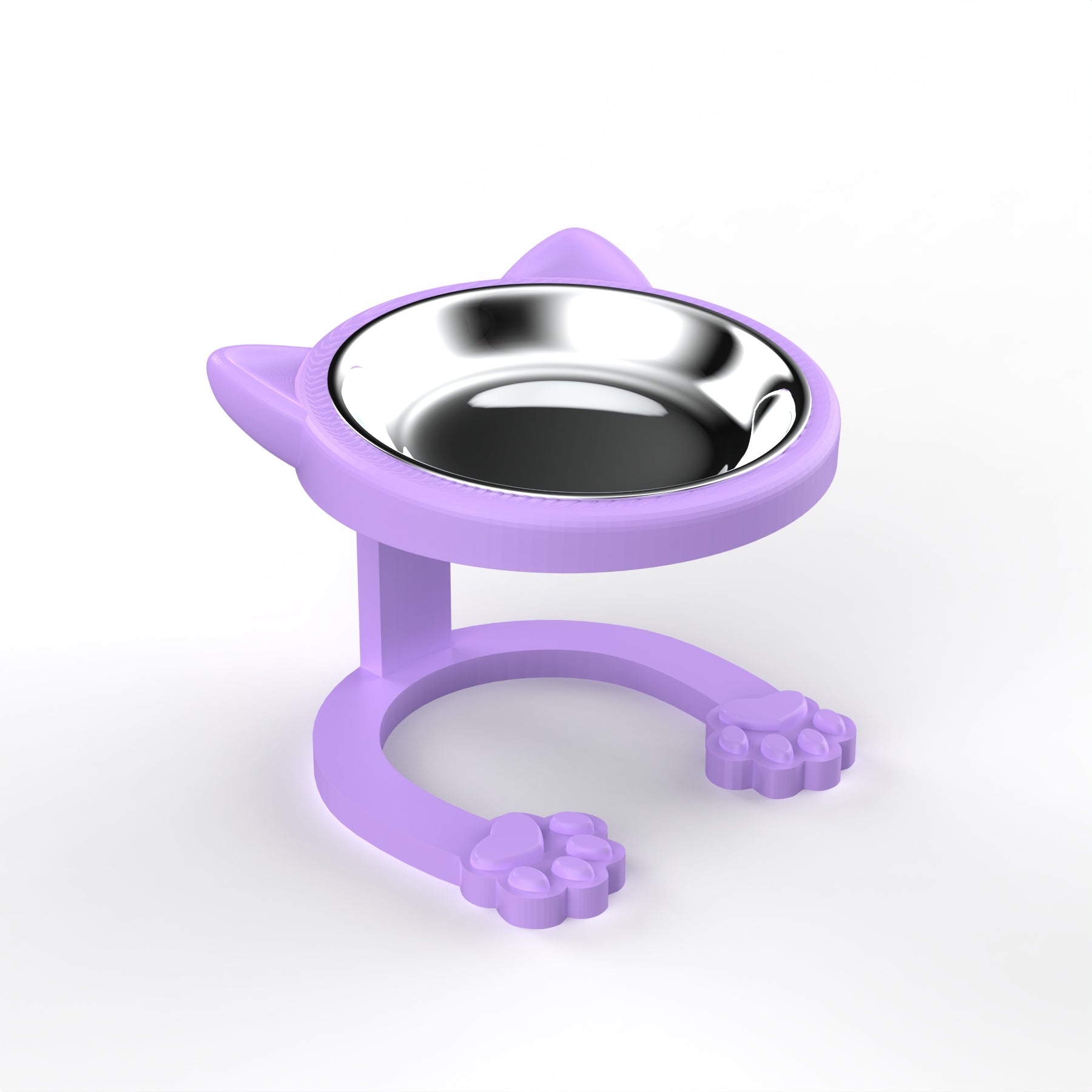 Cute Cat Ear Elevated Cat Bowl | Raised Stainless Steel Pet Feeder