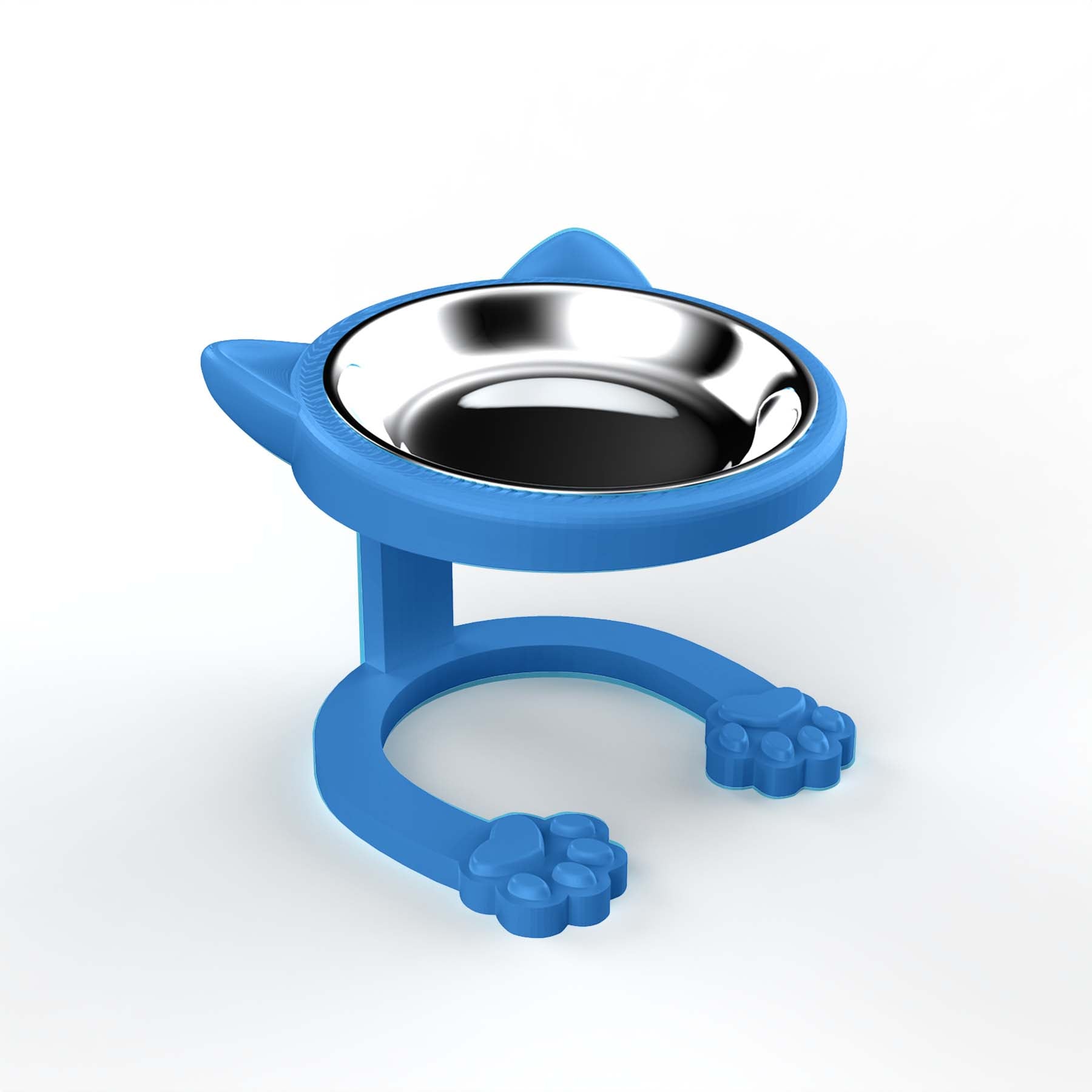Cute Cat Ear Elevated Cat Bowl | Raised Stainless Steel Pet Feeder
