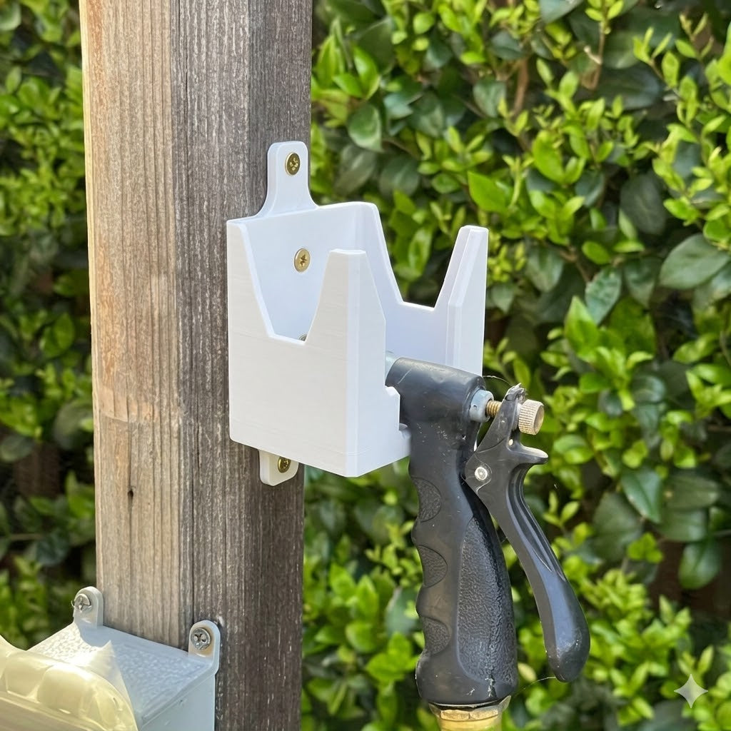 Wall Mount Hose Spray Holder | Outdoor Garden Nozzle Storage Rack, Easy Install