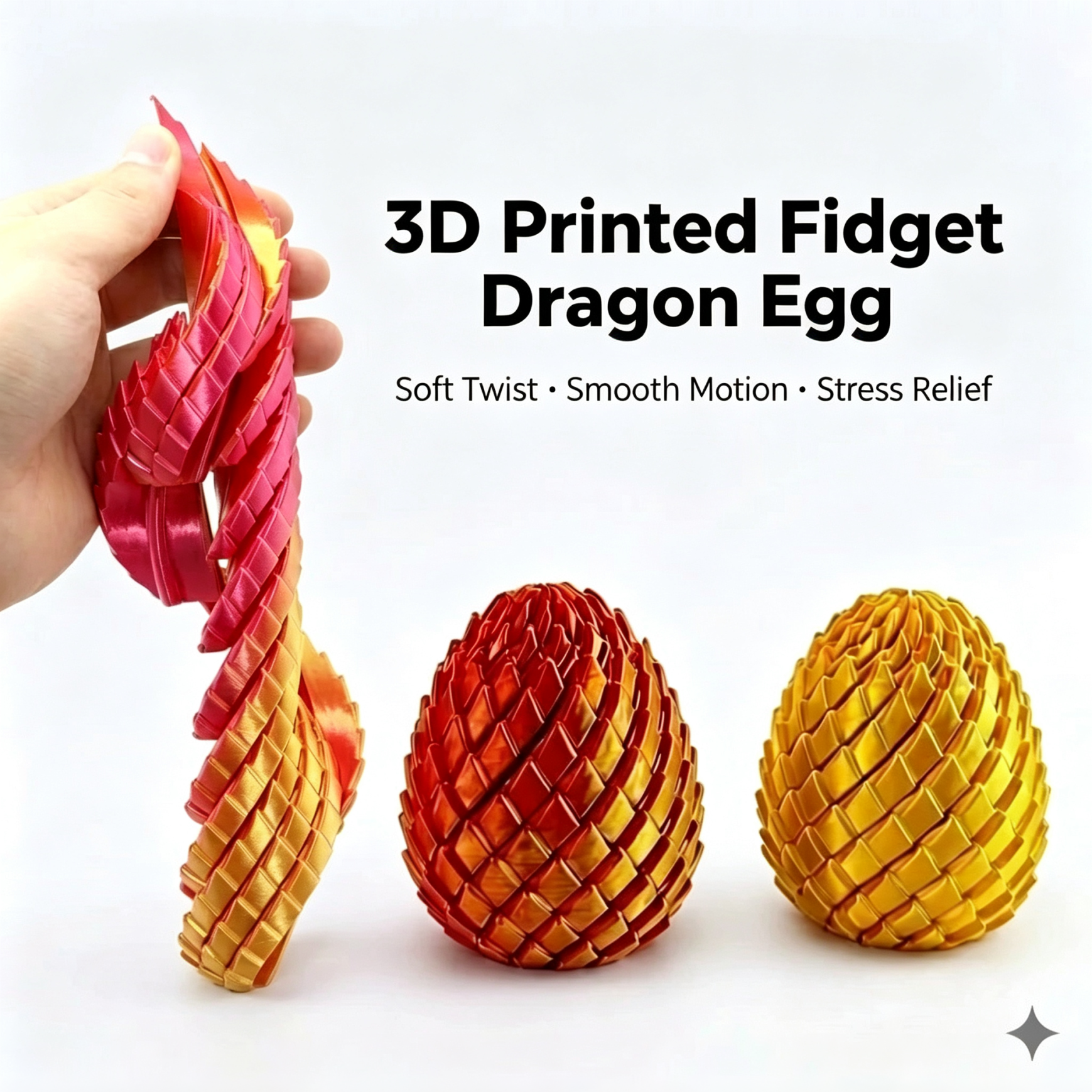 3D-Printed Cross-Border Slime Twisty Fidget Dragon Egg—Stress-Relief Dragon Egg with Dragon Scales