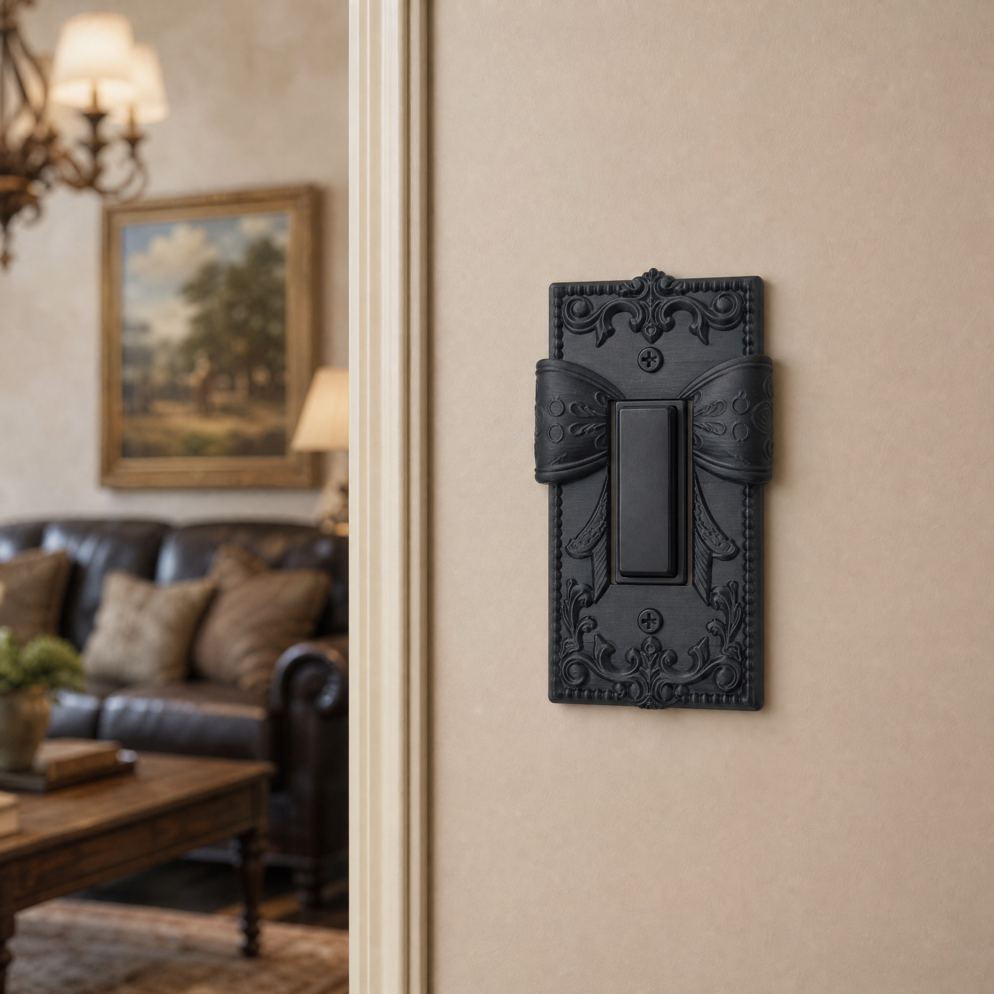Ornate Bow Embossed Decorative Switch Plate | Vintage Aesthetic Light Switch Wall Cover
