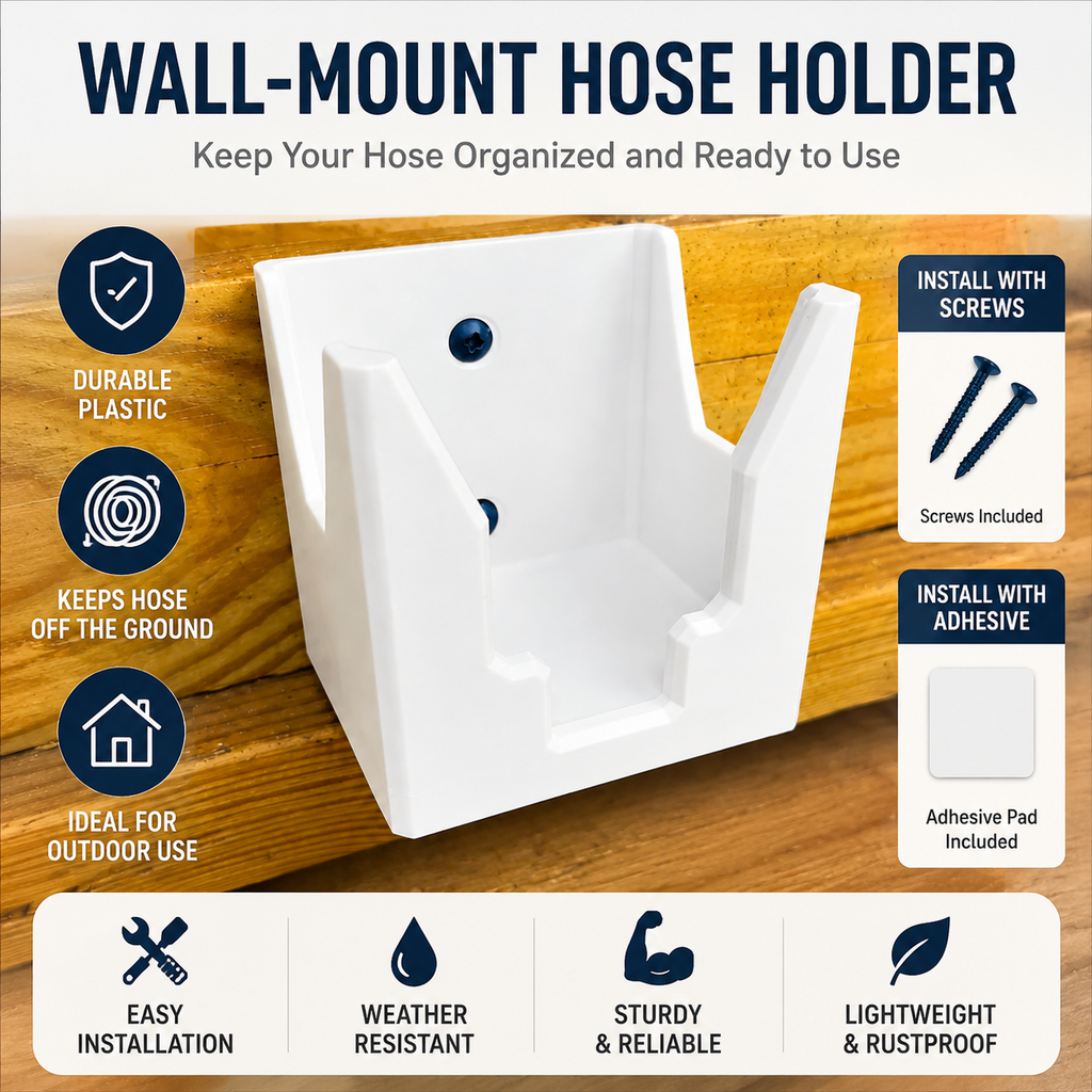 Wall Mount Hose Spray Holder | Outdoor Garden Nozzle Storage Rack, Easy Install