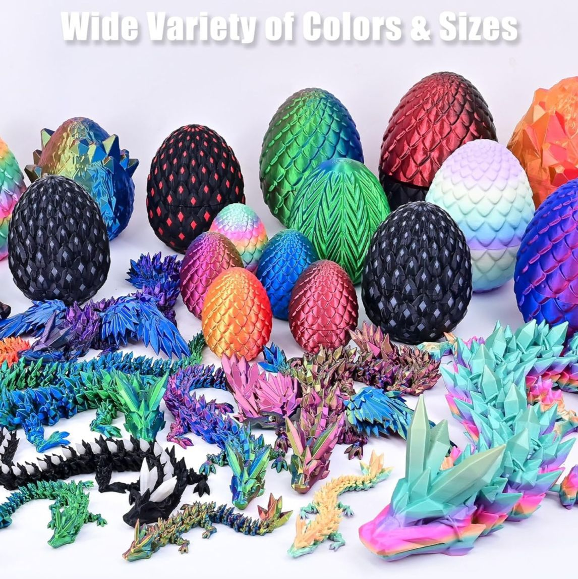 3D-Printed Dragon Eggs | Divine Dragon Set: Toy, Gemstone Dragon Figurine, Collectible, Gift, Decorative, Creative, Trendy Toy