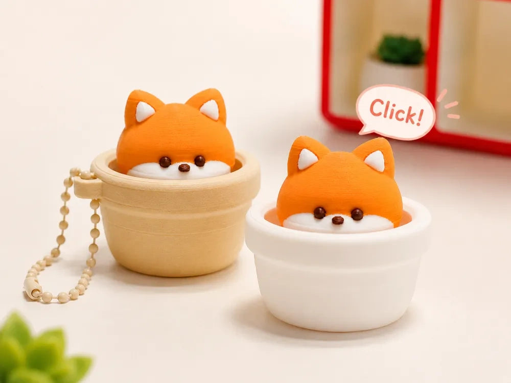 Pop Up Fox Pot Fidget Clicker | Kawaii Portable Pocket Stress Relief Toy
